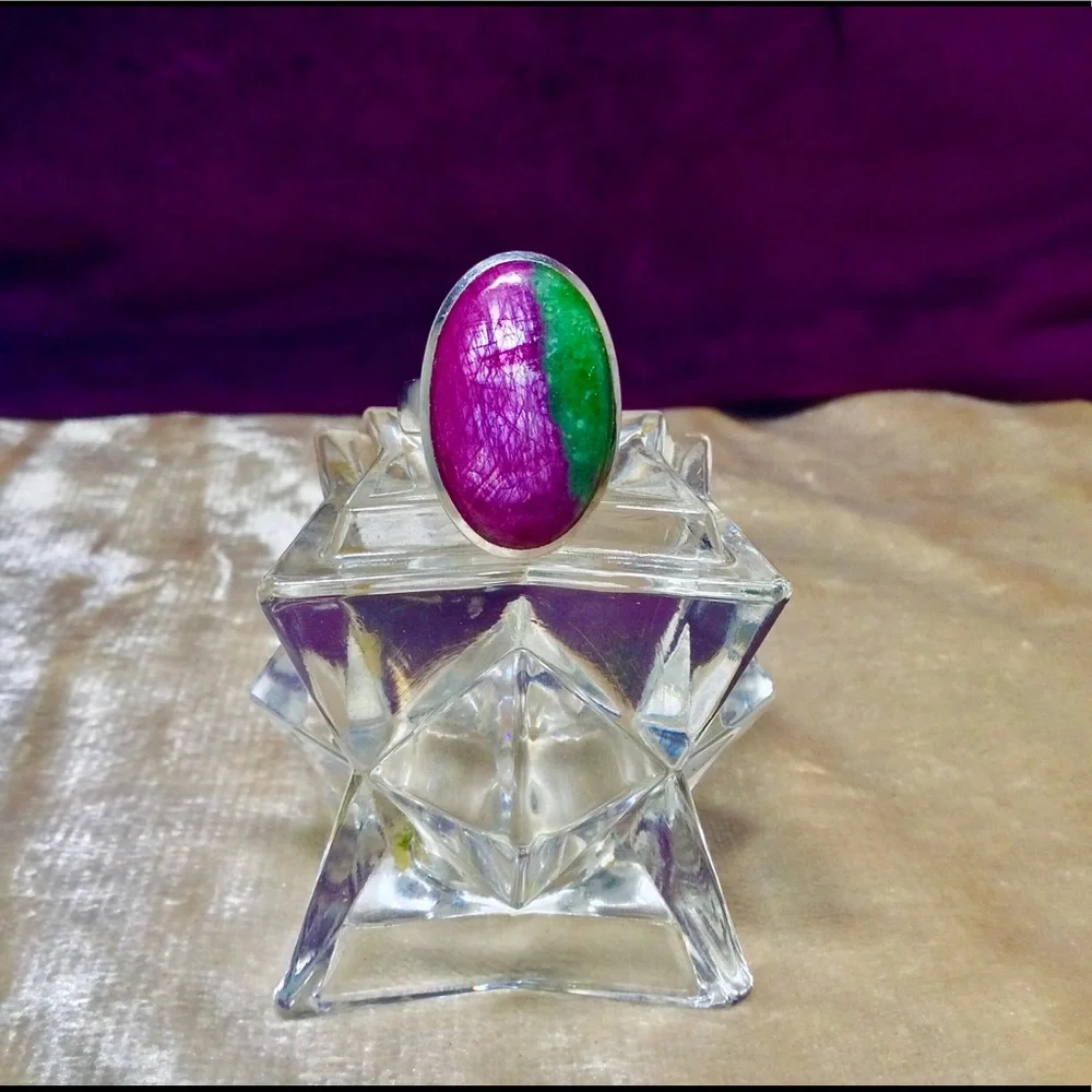 Ruby Fuchsite Spectacular Sterling Silver 925 Ring by Starborn - Picture 7 of 14